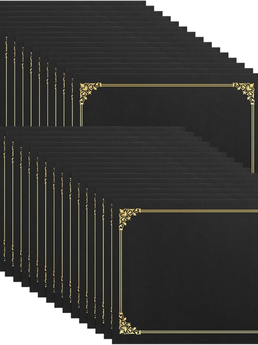 Certificate HoldersBlack, 30 Packs, Diploma Covers Gold Foil Border, for Letter